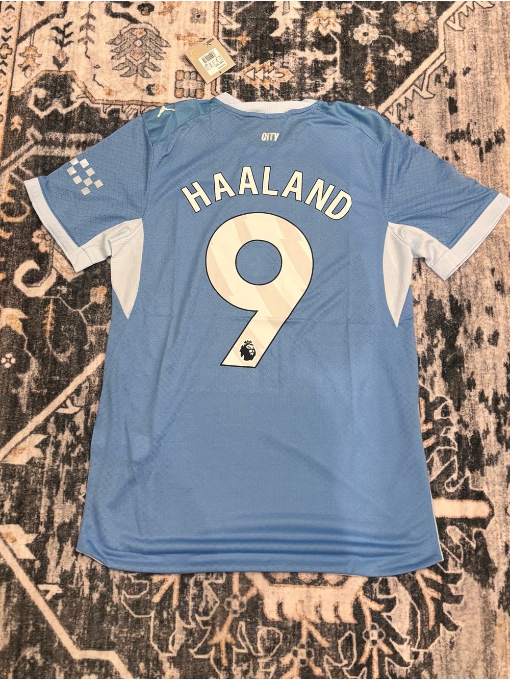 Man City Erling Haaland #9 Men’s Soccer Jersey - Sky Blue. Size M and L